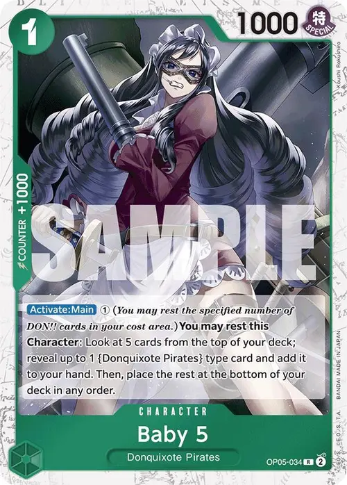 Baby 5 (OP05-034) (Jolly Roger Foil) card art