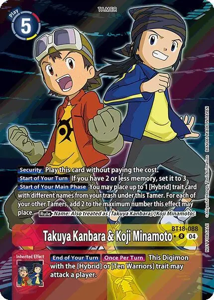 Takuya Kanbara & Koji Minamoto (Release Special Booster 2.0: Box Promotion Pack) card art