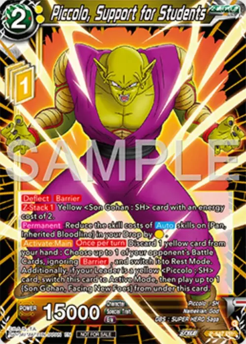 Piccolo, Support for Students card art