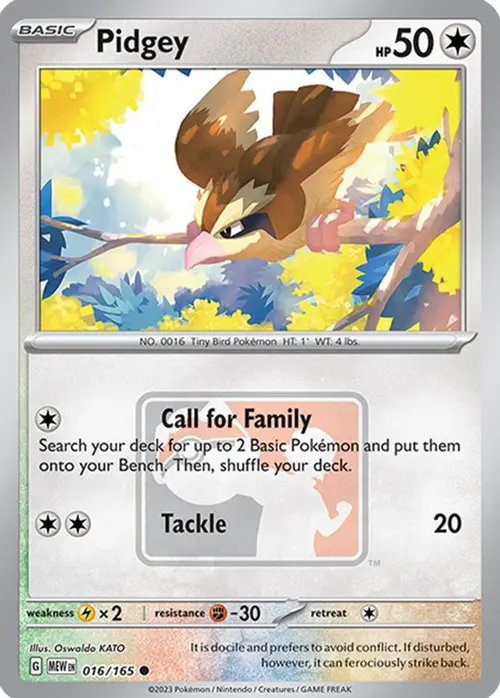 Pidgey - 016/165 (League Promo) card art