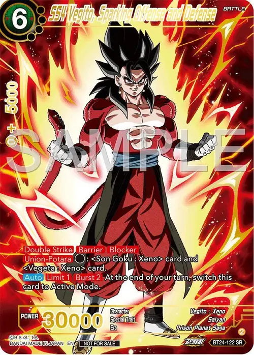 SS4 Vegito, Sparking Offense and Defense (Championship 2024 Finals Pack) (Gold Stamped) card art