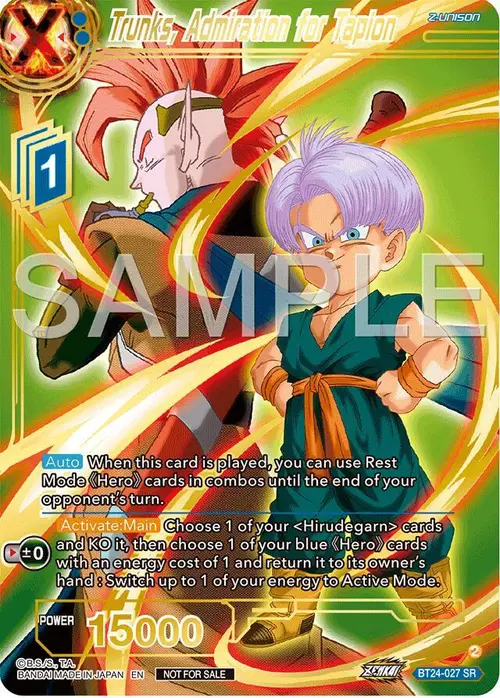 Trunks, Admiration for Tapion (Championship 2024 Finals Zenkai Pack) (Gold Stamped) card art