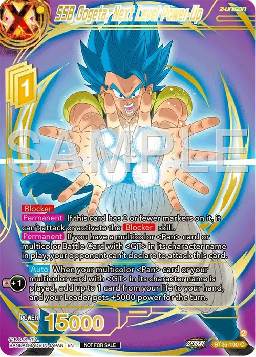SSB Gogeta, Next Level Power-Up (Championship 2024 Finals Zenkai Pack) (Gold Stamped) card art