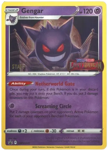 Gengar - SWSH241 (Prerelease) (Staff) card art
