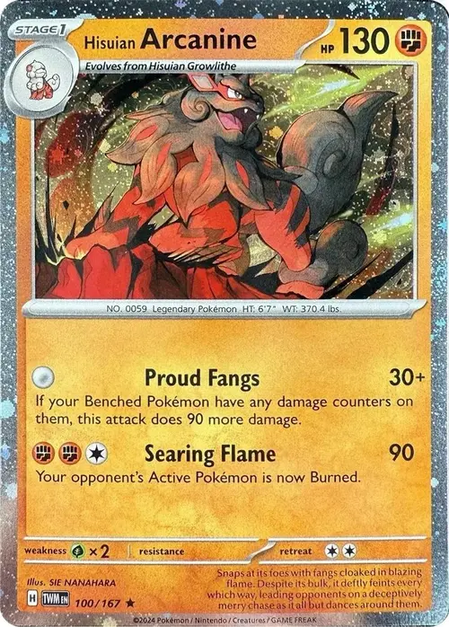 Hisuian Arcanine - 100/167 (Cosmos Holo) card art
