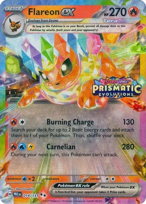 Flareon ex - 014/131 (Prismatic Evolutions Stamp) card art