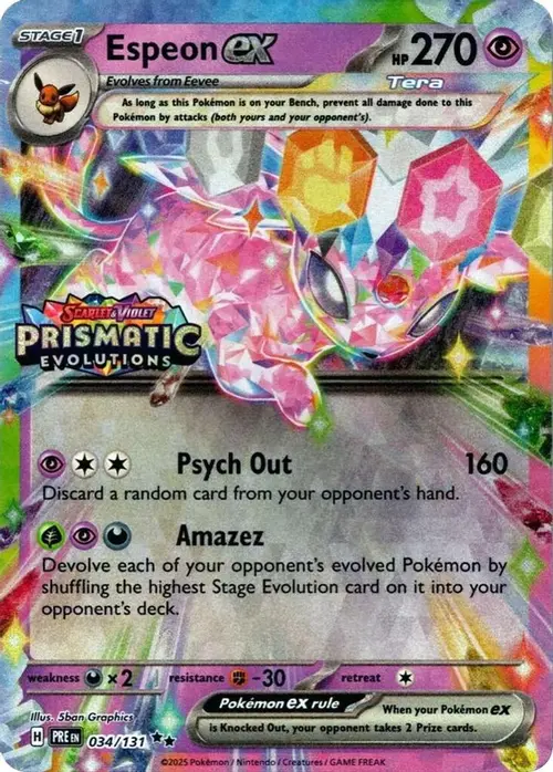 Espeon ex - 034/131 (Prismatic Evolutions Stamp) card art