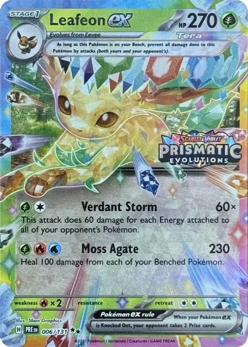 Leafeon ex - 006/131 (Prismatic Evolutions Stamp) card art