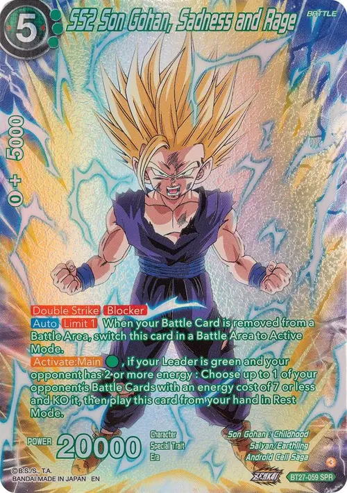 SS2 Son Gohan, Sadness and Rage (SPR) card art