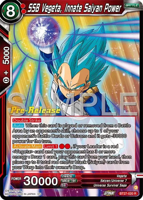 SSB Vegeta, Innate Saiyan Power card art