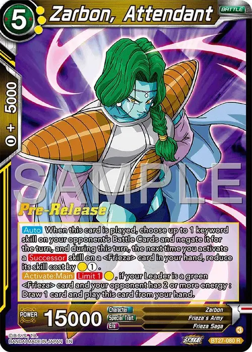 Zarbon, Attendant card art