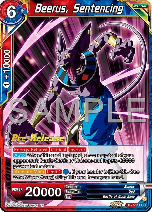 Beerus, Sentencing card art