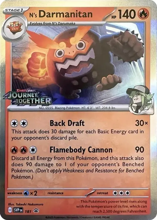 N's Darmanitan - 181 (Prerelease) card art
