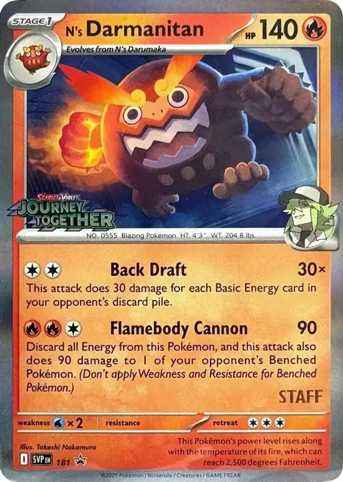 N's Darmanitan - 181 (Prerelease) [Staff] card art