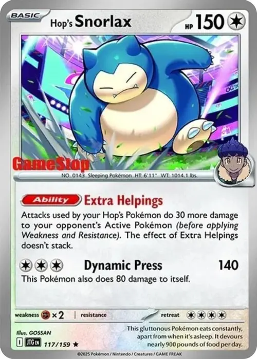 Hop's Snorlax - 117/159 (GameStop) (Cosmos Holo) card art