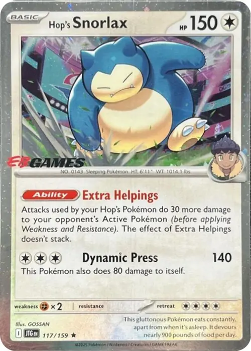 Hop's Snorlax - 117/159 (EB Games) (Cosmos Holo) card art