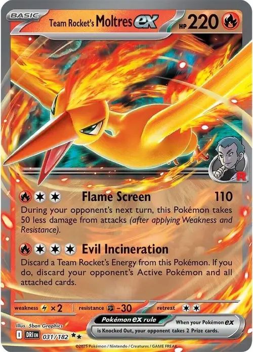 Team Rocket's Moltres ex card art