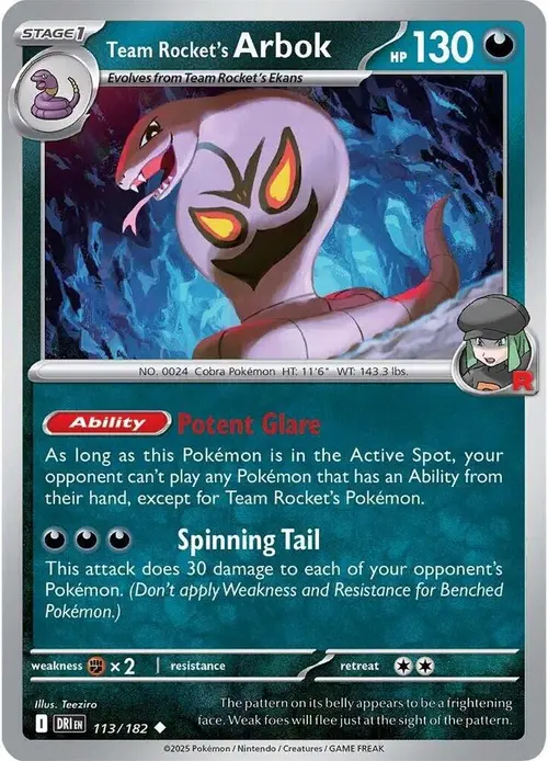 Team Rocket's Arbok card art