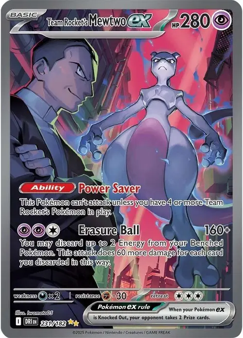 Team Rocket's Mewtwo ex card art