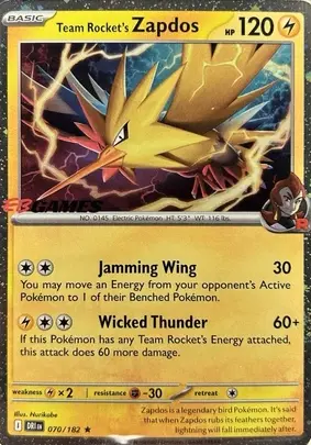 Team Rocket's Zapdos (EB Games Exclusive) card art