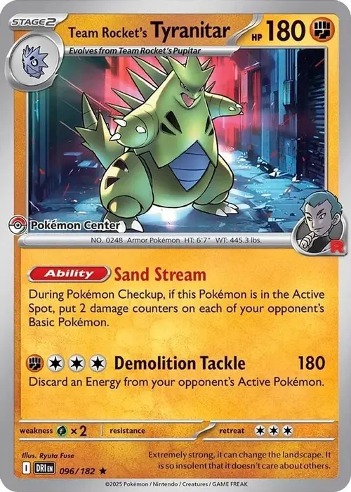 Team Rocket's Tyranitar (Pokemon Center Exclusive) card art