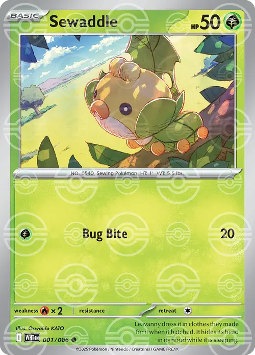 Sewaddle (Poke Ball Pattern) card art