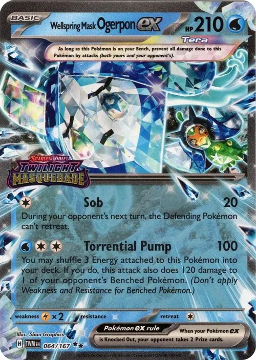 Wellspring Mask Ogerpon ex (Twilight Masquerade Stamp) card art
