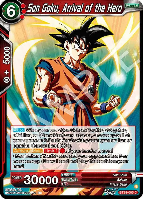 Son Goku, Arrival of the Hero card art
