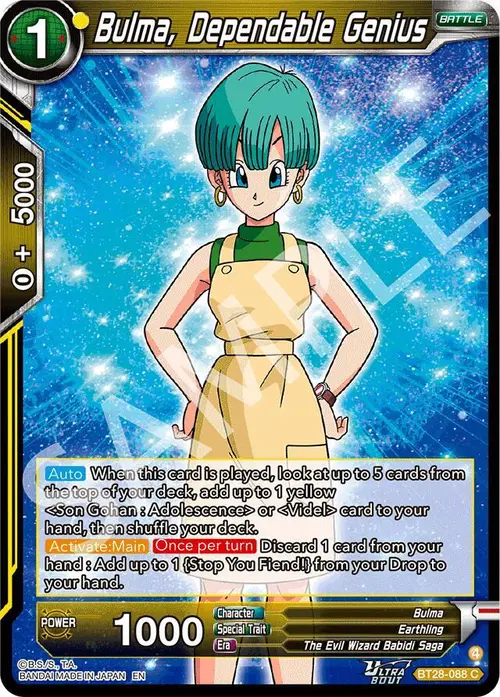 Bulma, Dependable Genius card art