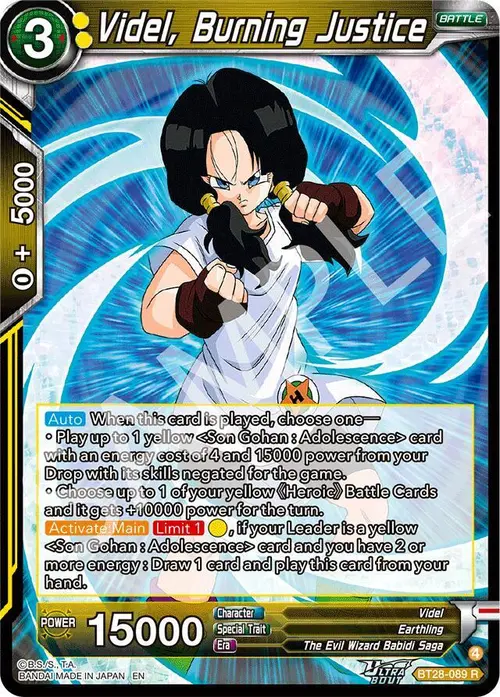 Videl, Burning Justice card art