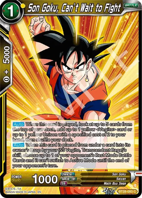 Son Goku, Can’t Wait to Fight card art