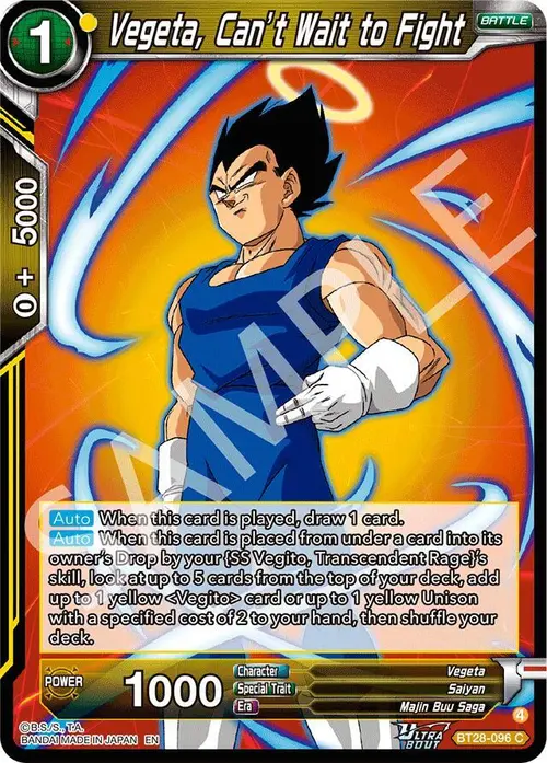 Vegeta, Can’t Wait to Fight card art