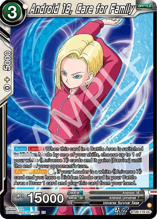 Android 18, Care for Family card art