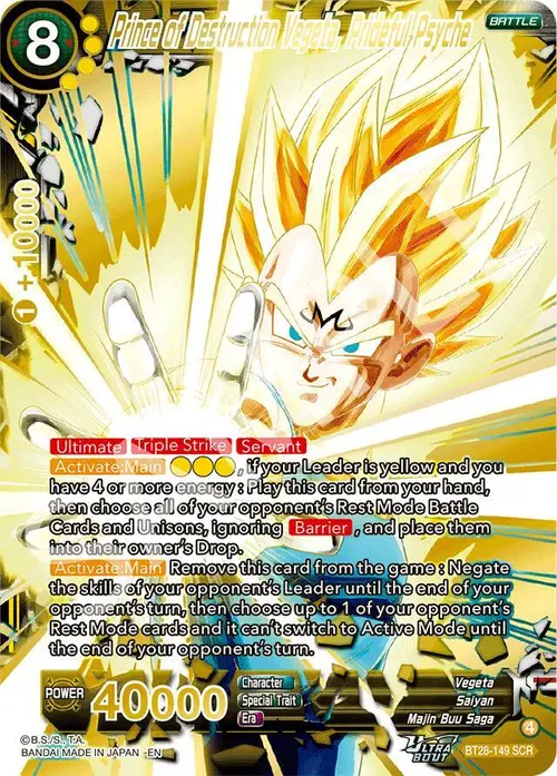 Prince of Destruction Vegeta, Prideful Psyche card art