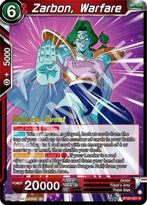 Zarbon, Warfare card art