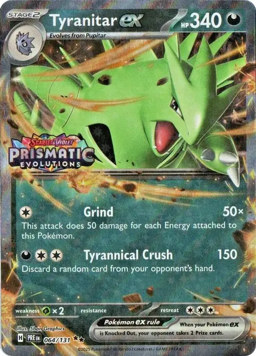 Tyranitar ex (Prismatic Evolutions Stamp) card art