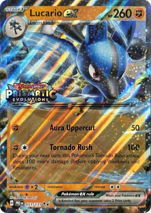 Lucario ex (Prismatic Evolutions Stamp) card art
