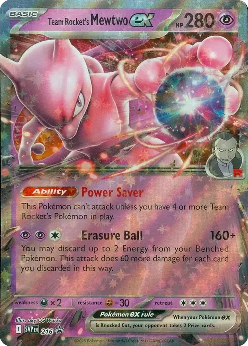 Team Rocket's Mewtwo ex - 216 card art