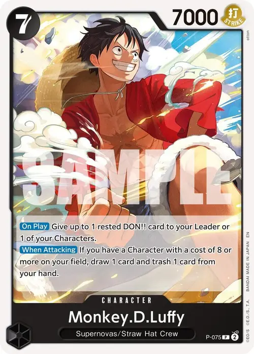 Monkey.D.Luffy - P-075 (Pirate Foil) card art