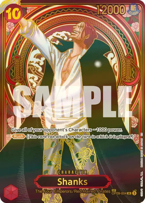 Shanks - OP09-004 (SP) (Gold) card art