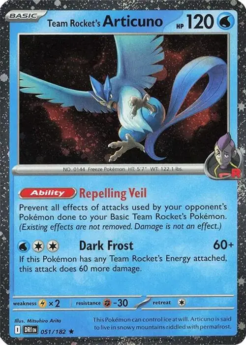 Team Rocket's Articuno - 051/182 (Cosmos Holo) card art