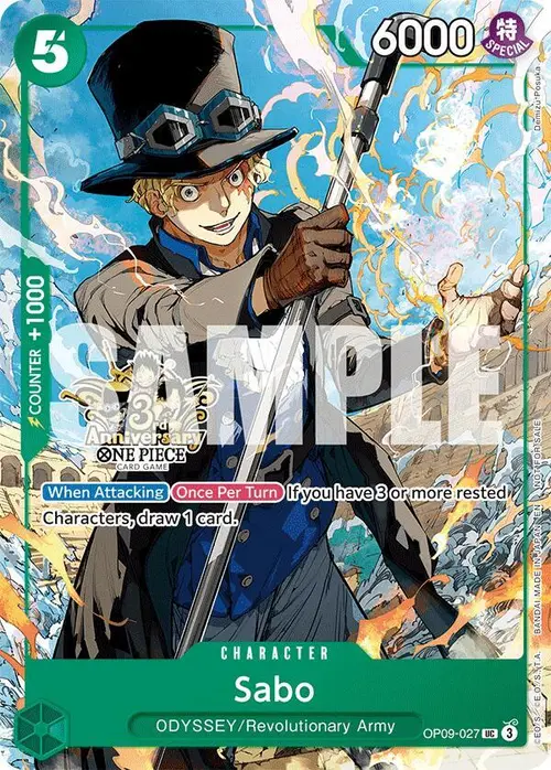 Sabo - OP09-027 (3rd Anniversary Tournament 3 Brothers Pack) card art