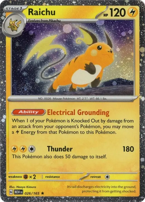 Raichu 026/165 (Cosmos Holo) card art