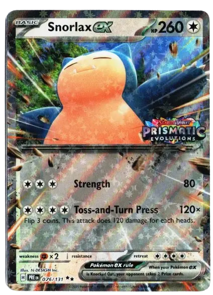 Snorlax ex (Prismatic Evolution Stamped) card art