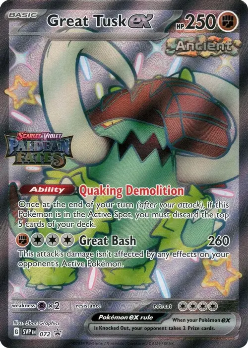 Great Tusk ex - 072 (Paldean Fates Stamped) card art
