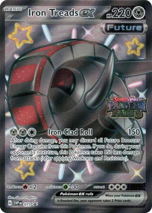 Iron Treads ex - 073 (Paldean Fates Stamped) card art