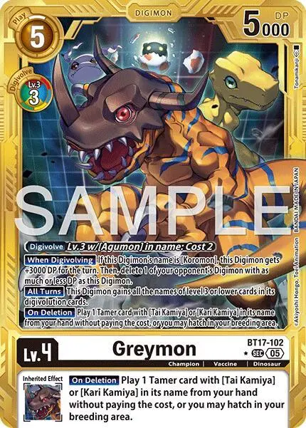 Greymon - BT17-102 (Gold Border) card art