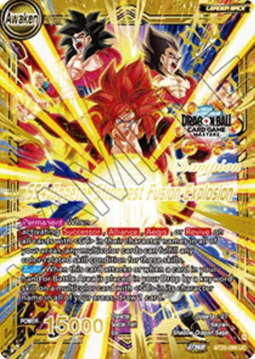SS4 Son Goku & SS4 Vegeta // SS4 Gogeta, Strongest Fusion Explosion (Champion) card art