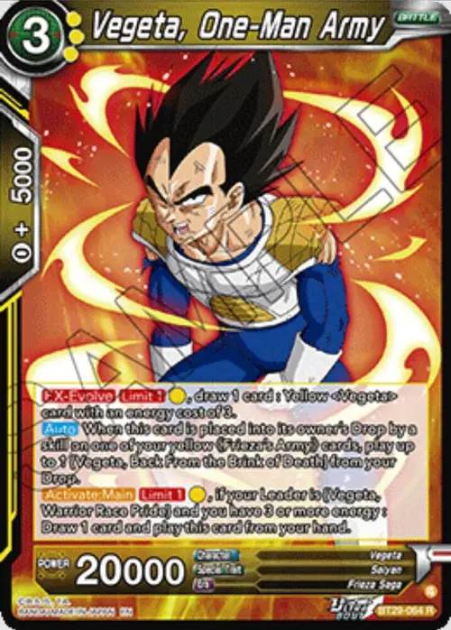 Vegeta, One-Man Army card art
