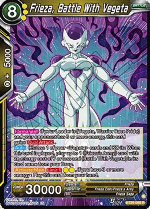 Frieza, Battle With Vegeta card art